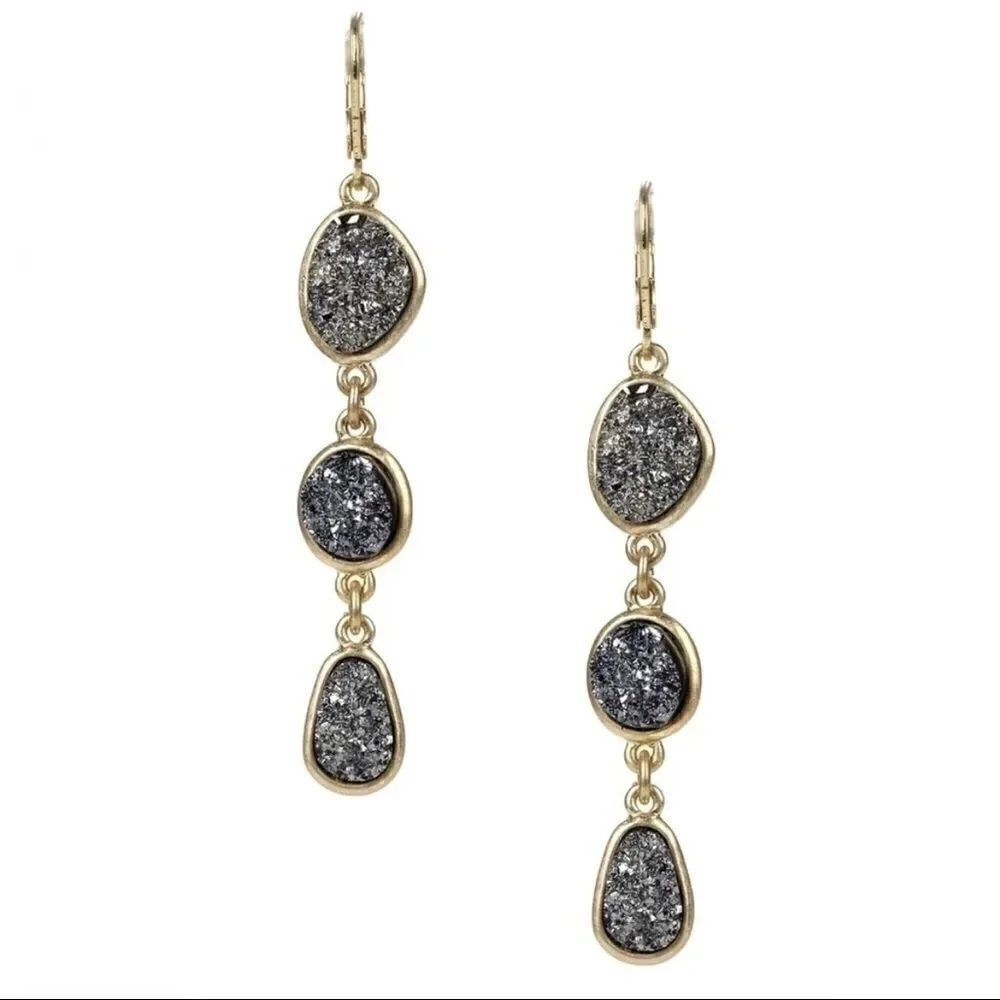 NWOT Lovina G Druzy stone drop earrings